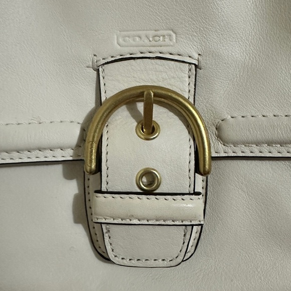 Coach Campbell Off White Leather Shoulder Tote Bag - Picture 3 of 12